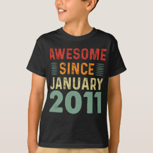 Awesome Since January 2011 Vintage Birthday T-Shirt