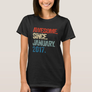 Awesome Since January 2017 6 Year Old 6th Birthday T-Shirt