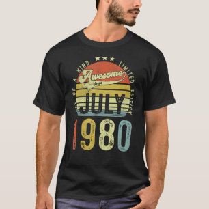 Awesome Since July 1980 Vintage 42nd Birthday For T-Shirt