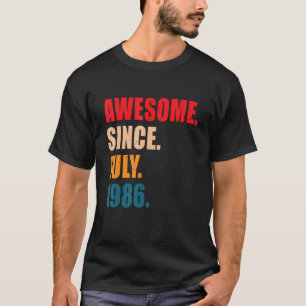 Awesome Since July 1986 Vintage Personalized Birth T-Shirt