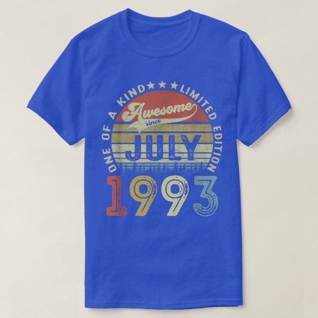 Awesome Since July 1993 29 Years Old 29th Birthday T-Shirt (Design Front)