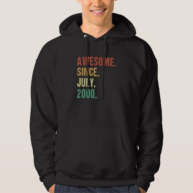 Awesome Since July 2000 22nd Birthday 22 Year Old Hoodie (Front)