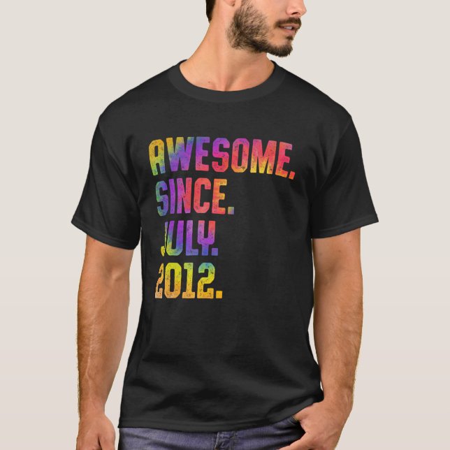 Awesome Since July 2012 11 Years Old Tie Dye 11th  T-Shirt (Front)