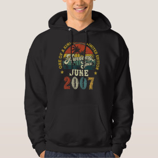 Awesome Since June 2007 Vintage 15th Birthday Hoodie