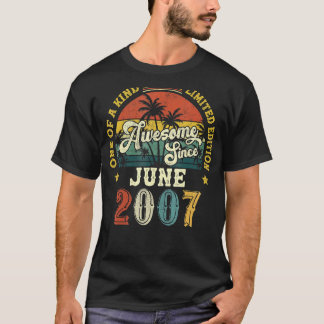 Awesome Since June 2007 Vintage 15th Birthday T-Shirt
