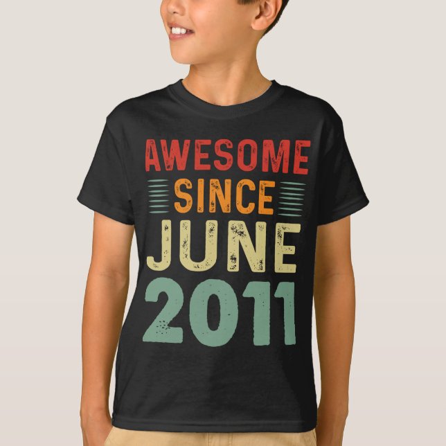 Awesome Since June 2011 Vintage Birthday T-Shirt (Front)