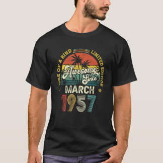 Awesome Since March 1957 Vintage 65th Birthday For T-Shirt