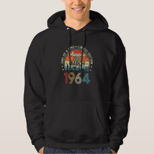 Awesome Since March 1964 Vintage 58th Birthday Hoodie