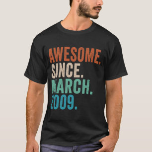 Awesome Since March 2009 14 Year Old 14th Birthda T-Shirt