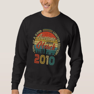 Awesome Since March 2010 Vintage 12th Birthday Sweatshirt