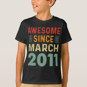 Awesome Since March 2011 Vintage Birthday T-Shirt