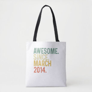 Awesome Since March 2014 8Th Birthday 8 Years Old Tote Bag