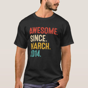 Awesome Since March 2014 9th Birthday Retro 9 Year T-Shirt