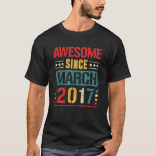 Awesome Since March 2017 5 Years Old 5th Birthday T-Shirt