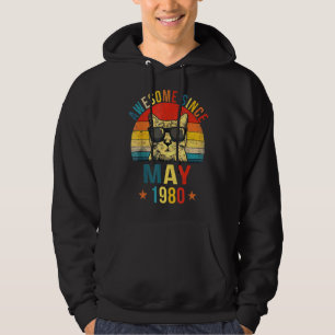 Awesome Since May 1980 42nd Birthday  Cat Hoodie