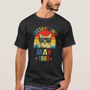 Awesome Since May 1980 42nd Birthday Cat T-Shirt