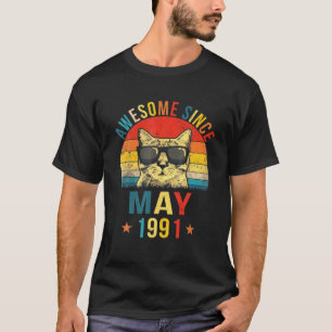 Awesome Since May 1991 30Th Birthday Gift Cat Love T-Shirt