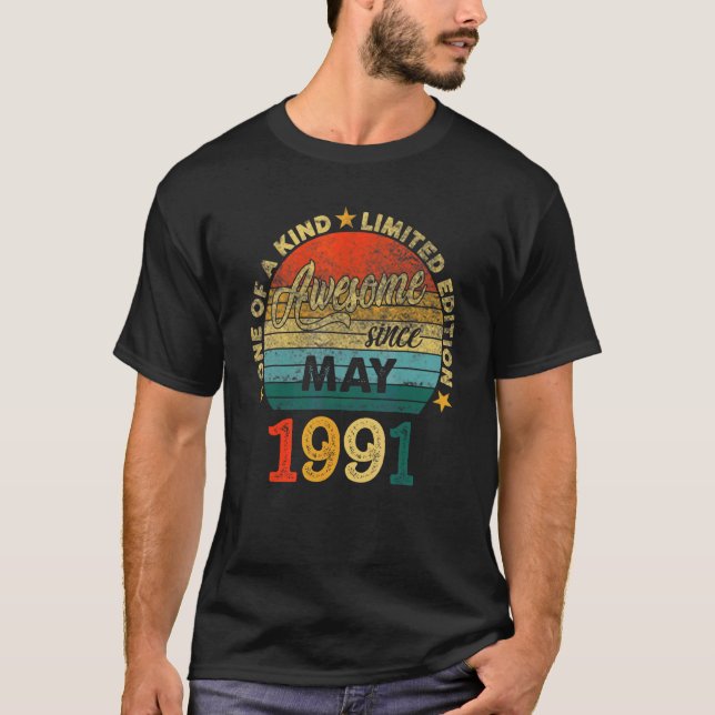 Awesome Since May 1991 31 Years Old 31st Birthday T-Shirt (Front)