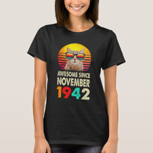 Awesome Since November 1942 80th Birthday Cat Vint T-Shirt