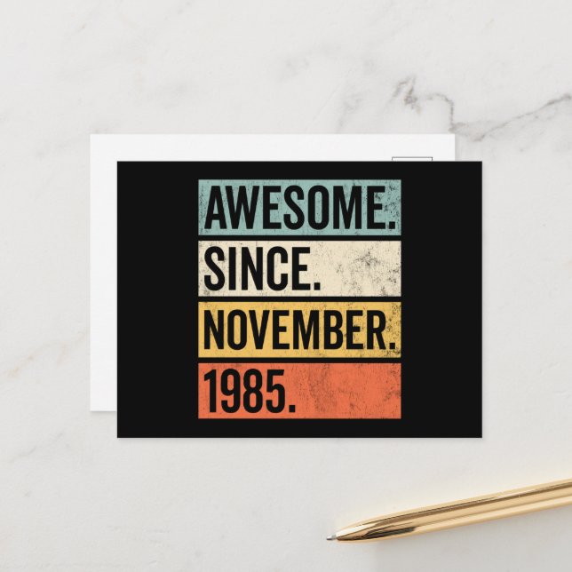 Awesome Since November 1985 Birthday Postcard (Front/Back In Situ)