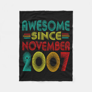 Awesome Since November 2007 Years 18th Bday Funny Fleece Blanket