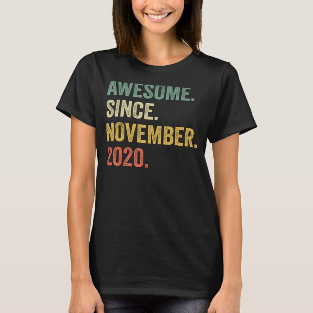 Awesome Since November 2020 2nd Birthday  2 Year O T-Shirt (Front)