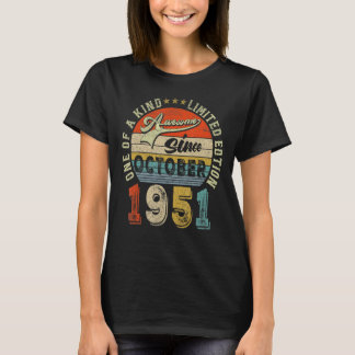 Awesome Since October 1951 71st Birthday 71 Years T-Shirt