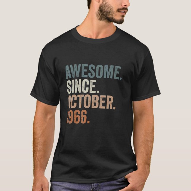 Awesome Since October 1966 56 Years Old  56th Birt T-Shirt (Front)