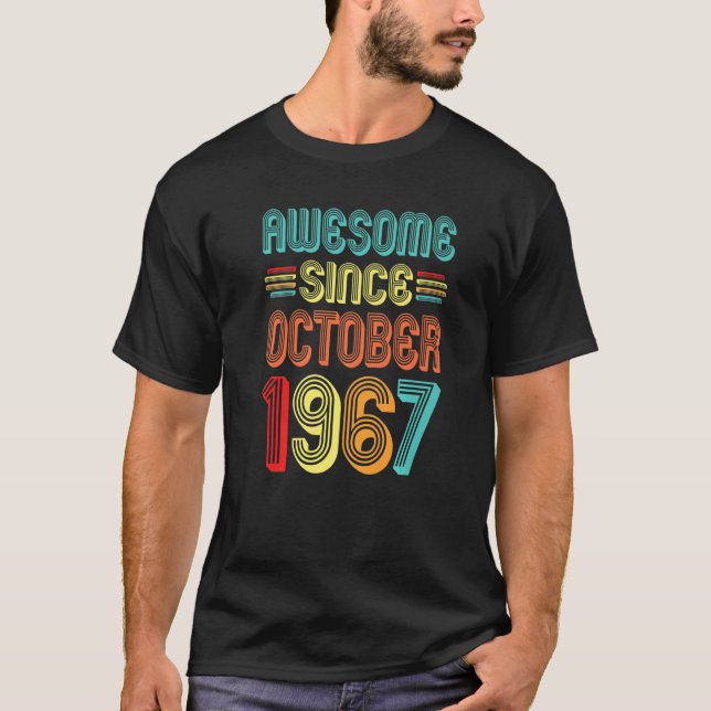 Awesome Since October 1967 Retro 55 Years Old 55th T-Shirt (Front)