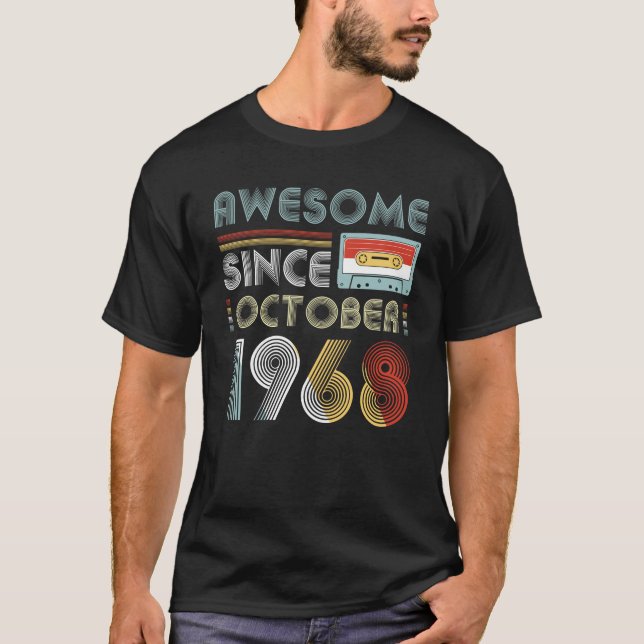 Awesome Since October 1968 Birthday Vintage T-Shirt (Front)