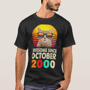 Awesome Since October 2000 22nd Birthday Cat Vinta T-Shirt