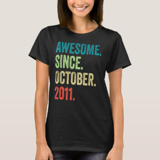 Awesome Since October 2011 11th Birthday 11 Year O T-Shirt