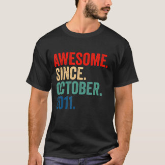 Awesome Since October 2011 11th Birthday  11 Years T-Shirt