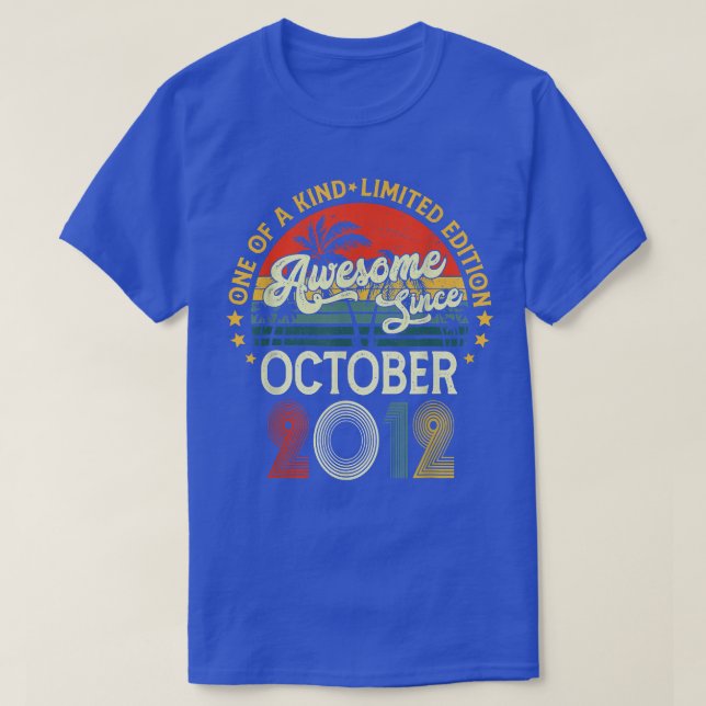 Awesome Since October 2012 10th Birthday Gifts 10  T-Shirt (Design Front)