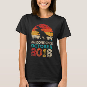 Awesome Since October 2016 6th Birthday Boy Dinosa T-Shirt