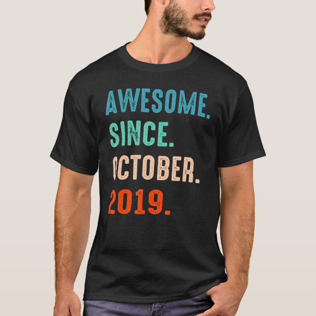 Awesome Since October 2019 3rd Birthday 3 Years Ol T-Shirt (Front)