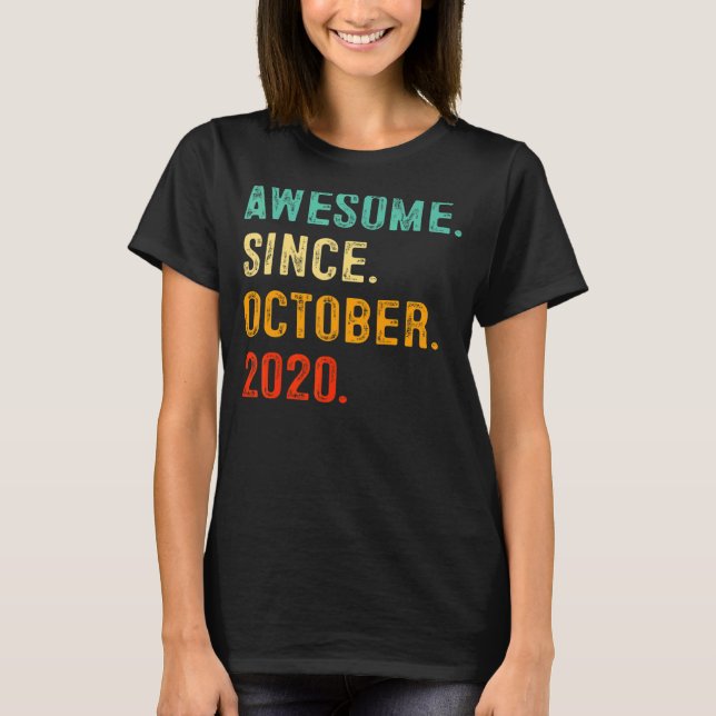 Awesome Since October 2020 2nd Birthday  2 Years O T-Shirt (Front)