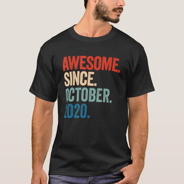 Awesome Since October 2020 2nd Birthday  2 Years O T-Shirt (Front)