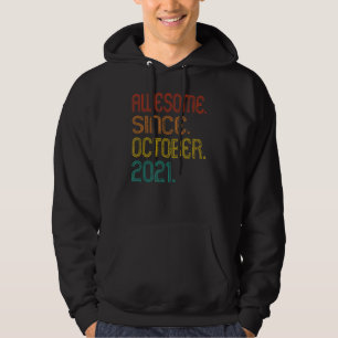 Awesome Since October 2021 Retro 1 Years Old 1st B Hoodie