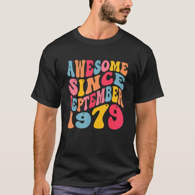 Awesome Since September 1979 43 Years Retro 43rd B T-Shirt (Front)