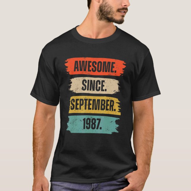 Awesome Since September 1987 35 Years Old  35th Bi T-Shirt (Front)