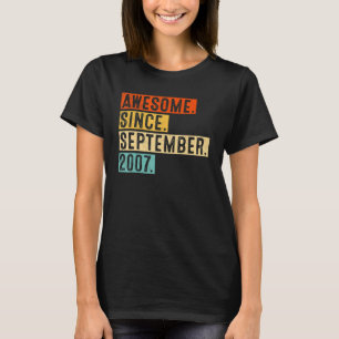 Awesome Since September 2007 Vintage 15th Birthday T-Shirt