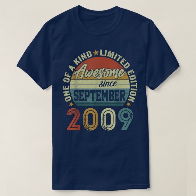 Awesome Since September 2009 13 Years Old 13th Bir T-Shirt (Design Front)