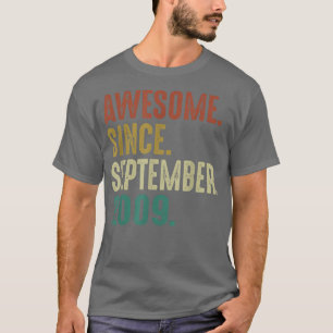 Awesome Since September 2009 Vintage 13th Birthday T-Shirt