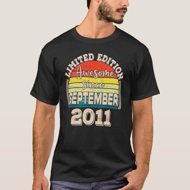 Awesome Since September 2011 Born in September Dad T-Shirt (Front)