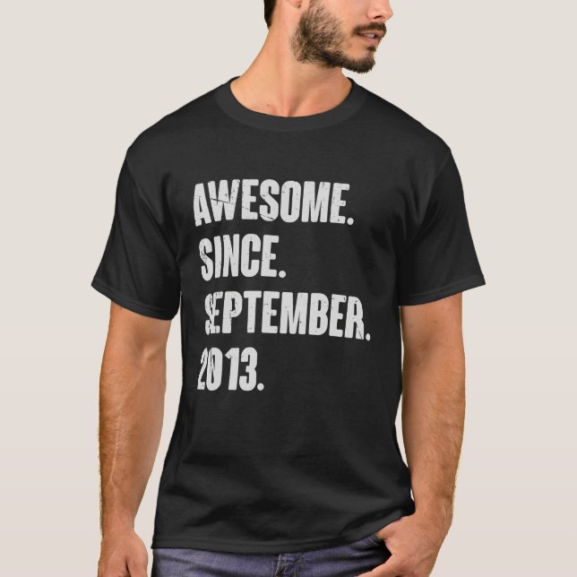 Awesome Since September 2013 9 Year Old 9th Birthd T-Shirt (Front)