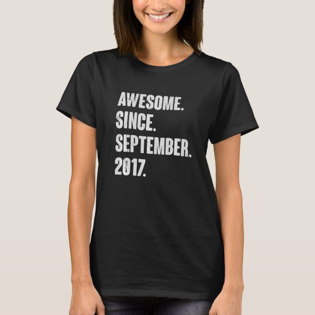 Awesome Since September 2017 5 Year Old 5th Birthd T-Shirt (Front)
