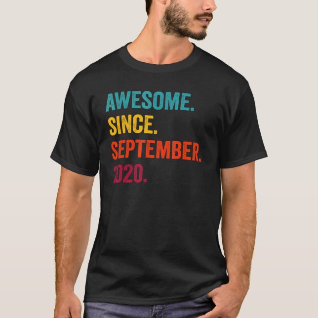 Awesome Since September 2020 2nd Birthday  2 Years T-Shirt (Front)