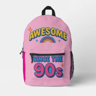 Awesome Since the 90s – Colourful Retro Y2K Style Printed Backpack
