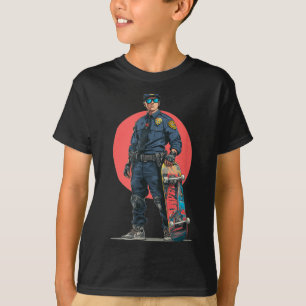 Awesome Skater Police Cop Costume for Skateboards T-Shirt